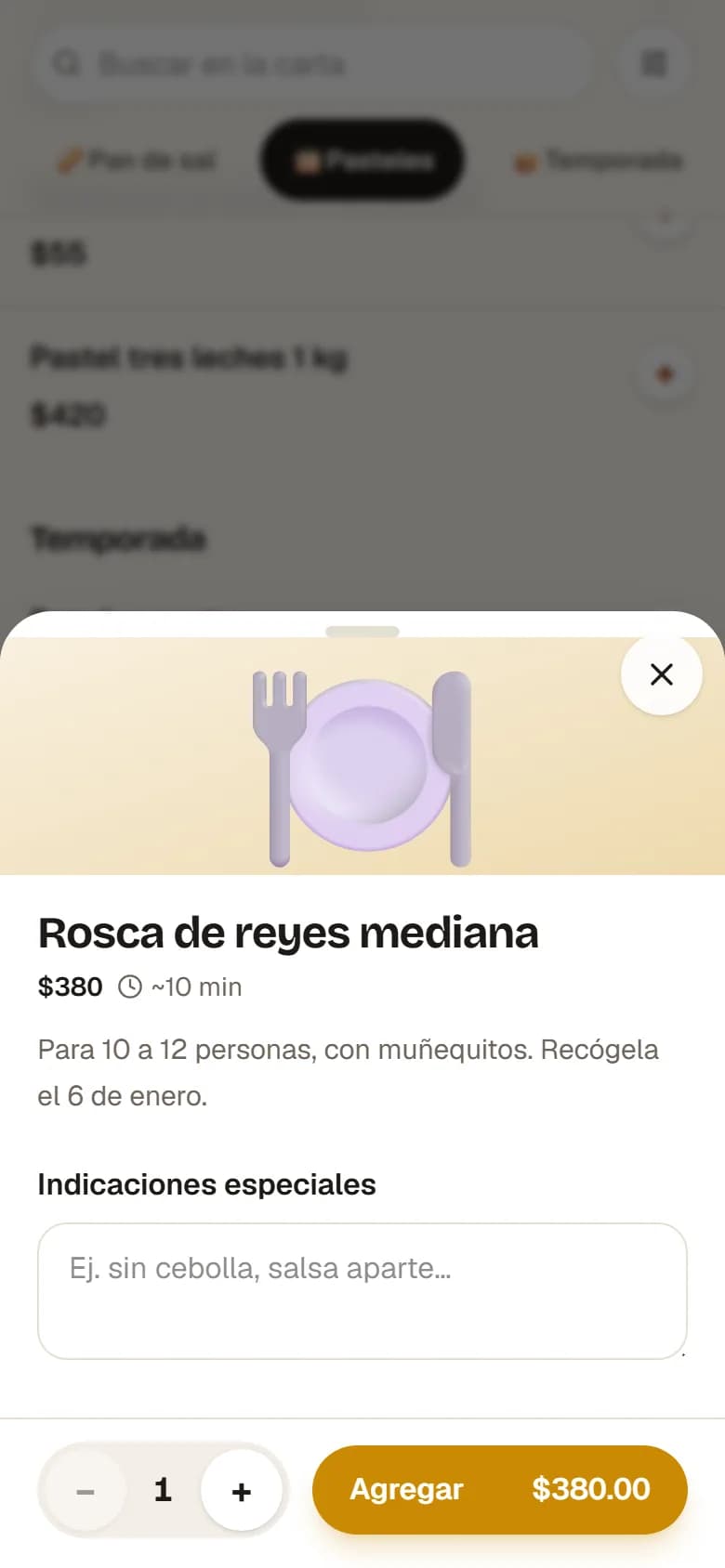 Rosca de reyes por encargo desde la tienda en línea